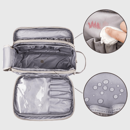 Organizador maquillaje unisex doble cremallera compartimentos