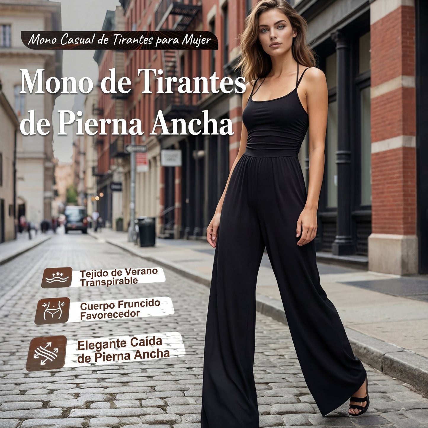 Mono Mujer Casual Tirantes Finos Ajuste Relax