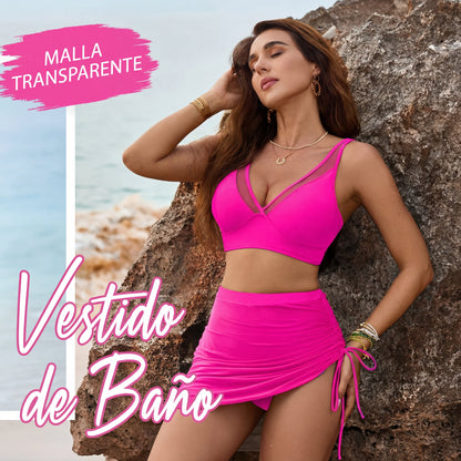 Bikini Mujer con Falda Cintura Alta y Efecto Moldeador