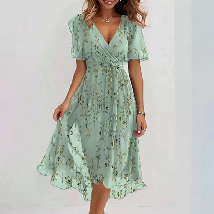 Vestido midi mujer de manga corta ajuste especial