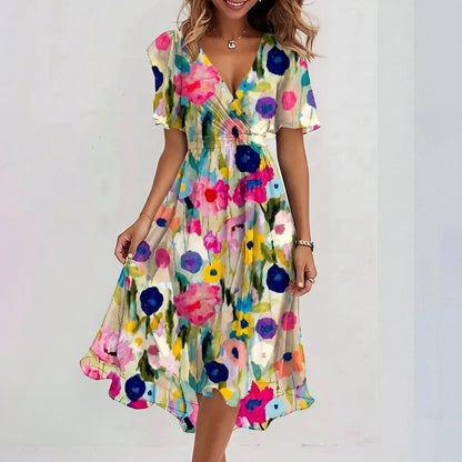Vestido midi mujer de manga corta ajuste especial
