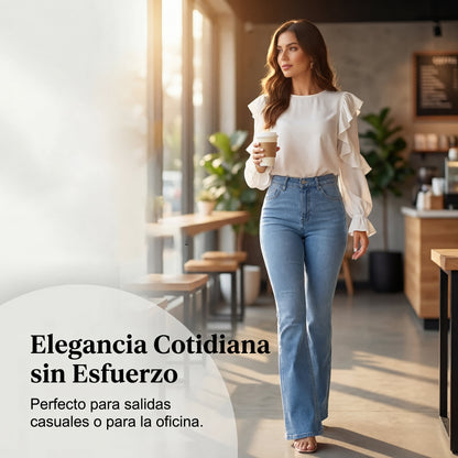 Vaqueros Mujer Elásticos Acampanados Cintura Alta