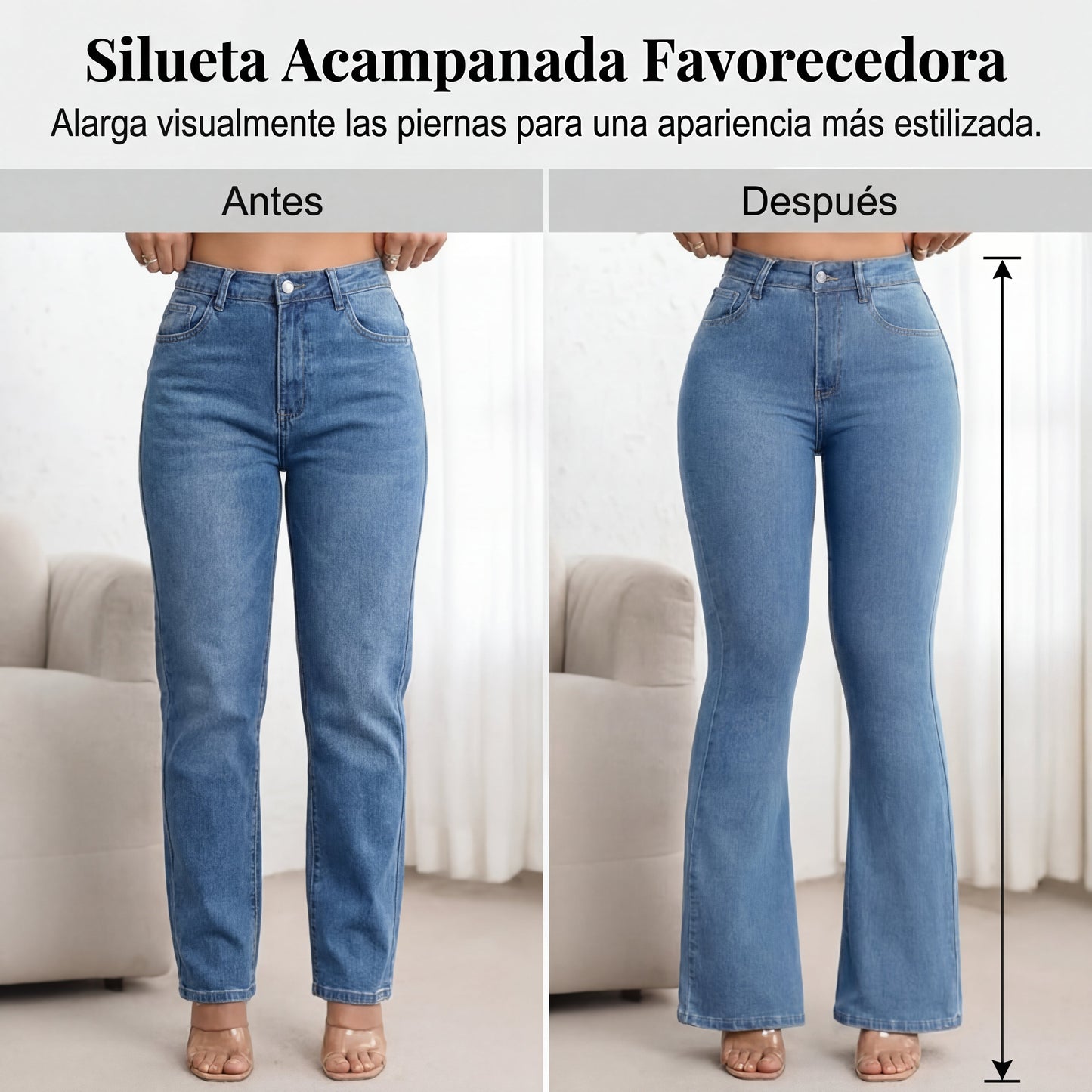 Vaqueros Mujer Elásticos Acampanados Cintura Alta
