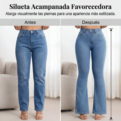 Vaqueros Mujer Elásticos Acampanados Cintura Alta