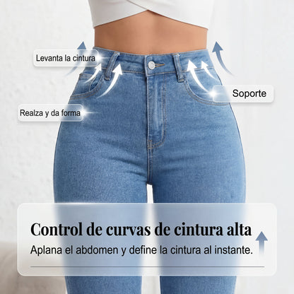 Vaqueros Mujer Elásticos Acampanados Cintura Alta