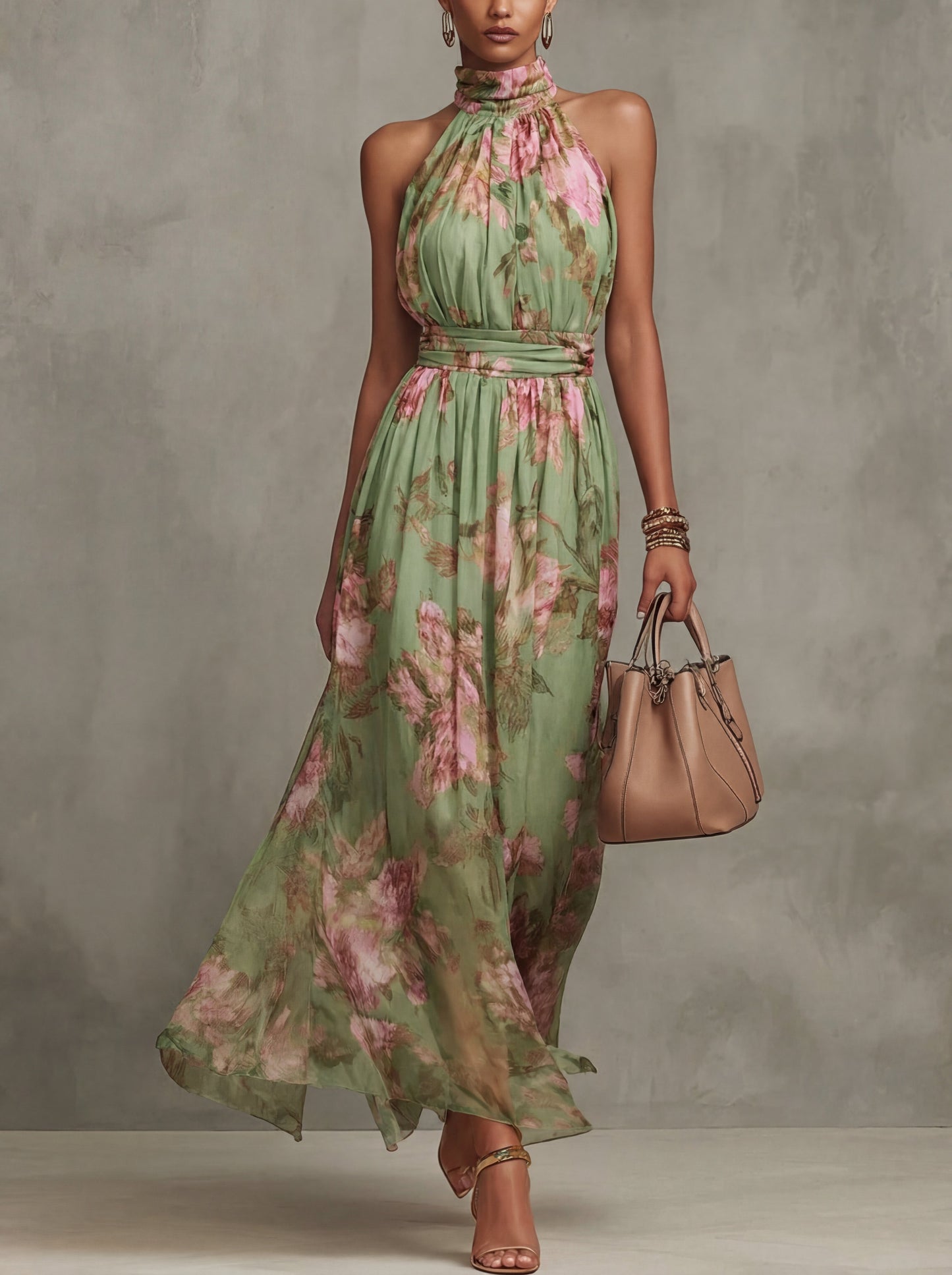 Vestido maxi mujer de tejido ligero estampado floral - Mavetta