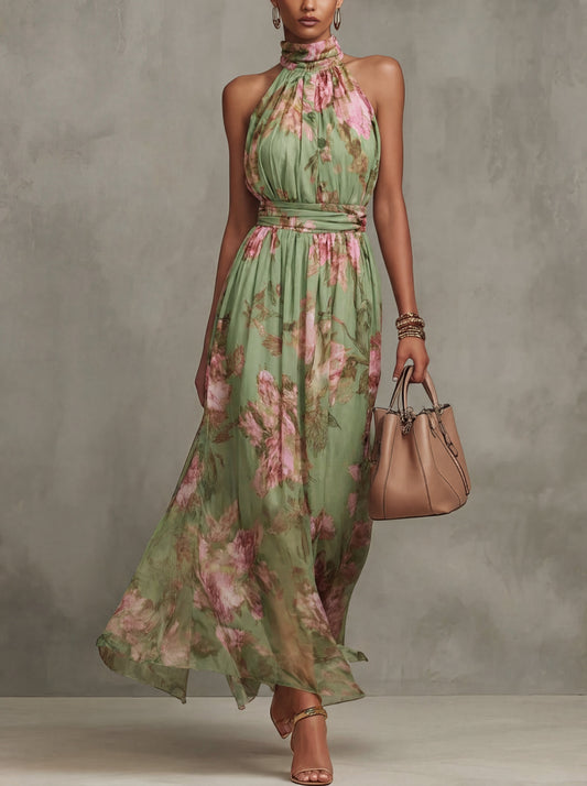 Vestido maxi mujer de tejido ligero estampado floral - Mavetta