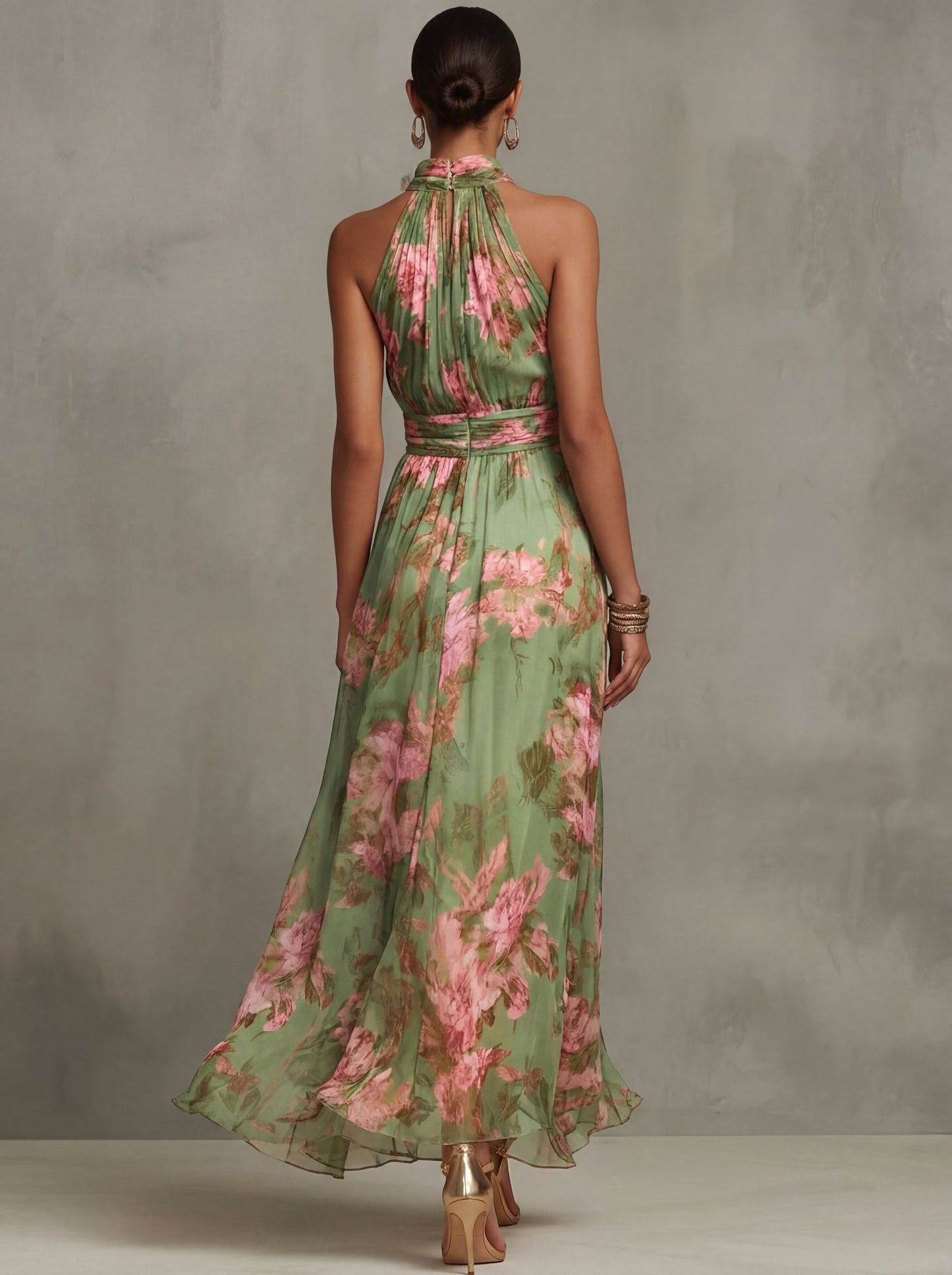 Vestido maxi mujer de tejido ligero estampado floral