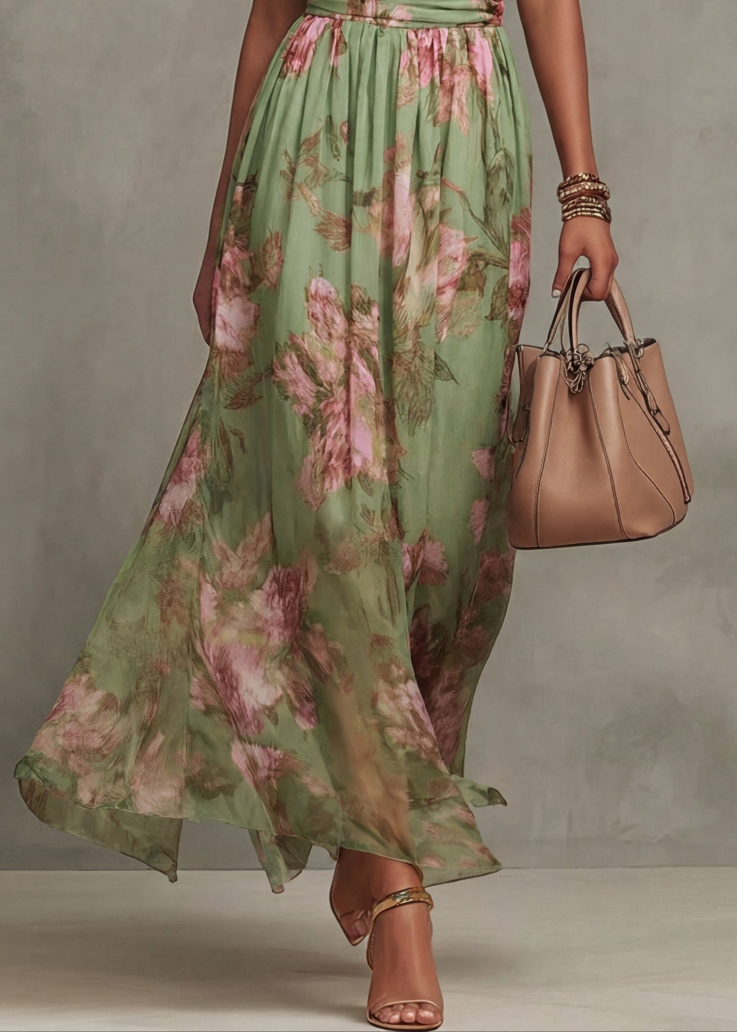 Vestido maxi mujer de tejido ligero estampado floral