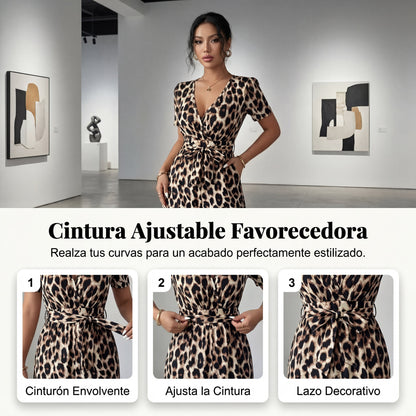Mono Mujer Estampado Animal Escote en V Pierna Ancha