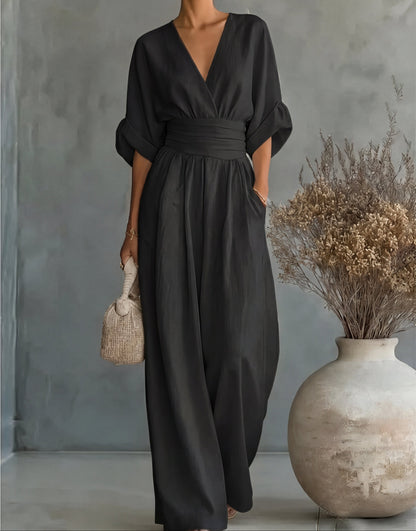 Mono Mujer Elegante Escote en V Pierna Ancha