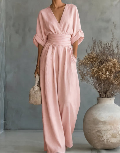 Mono Mujer Elegante Escote en V Pierna Ancha