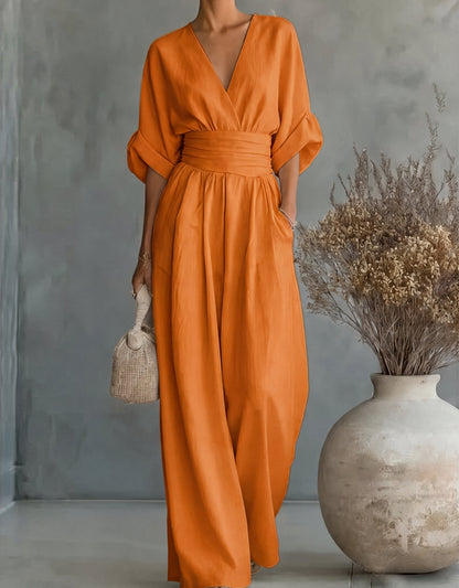 Mono Mujer Elegante Escote en V Pierna Ancha
