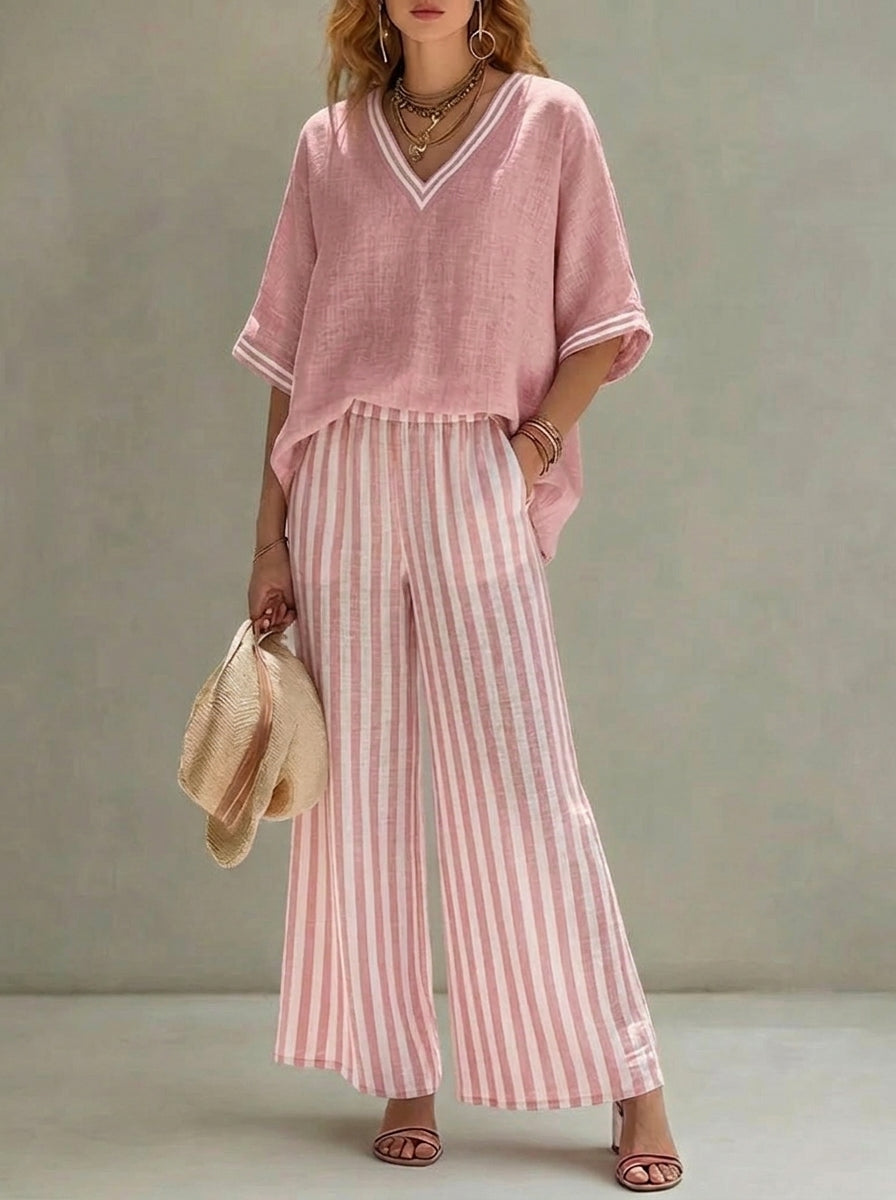 Conjunto Mujer de Rayas Ajuste Casual Elegante - Mavetta