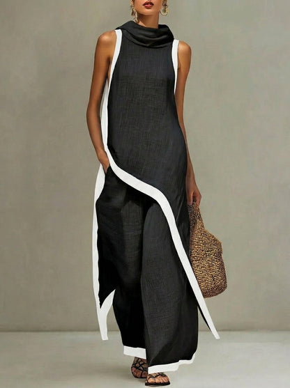 Conjunto Mujer Túnica Asimétrica y Pantalón Amplio