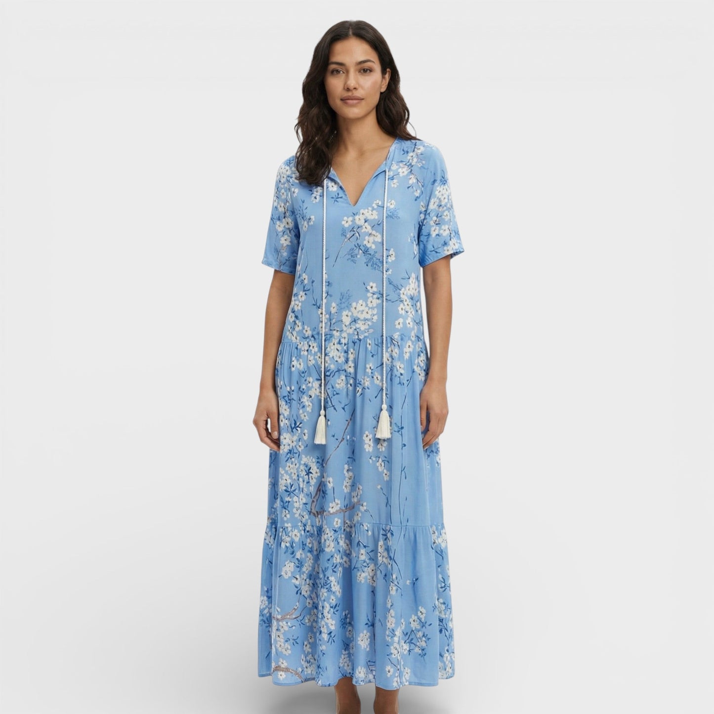 Vestido Maxi Mujer Estilo Boho Escote en Pico