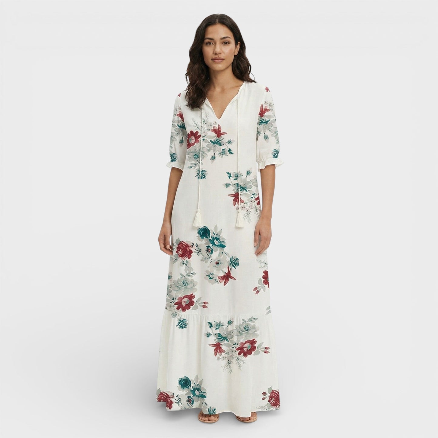 Vestido Maxi Mujer Estilo Boho Escote en Pico