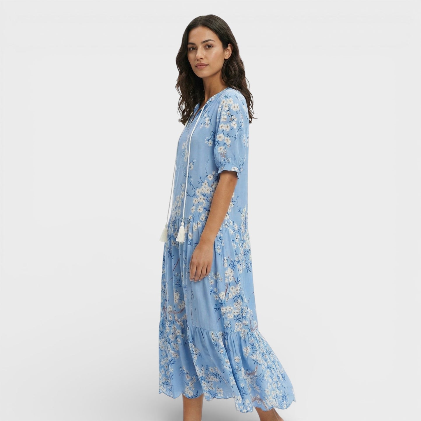 Vestido Maxi Mujer Estilo Boho Escote en Pico