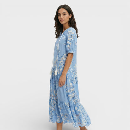 Vestido Maxi Mujer Estilo Boho Escote en Pico