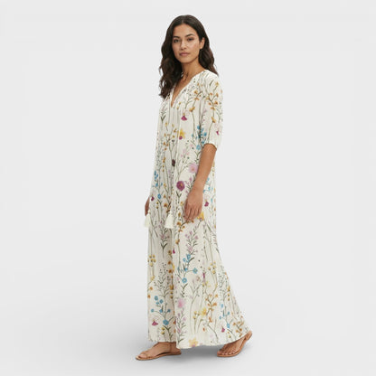 Vestido Maxi Mujer Estilo Boho Escote en Pico