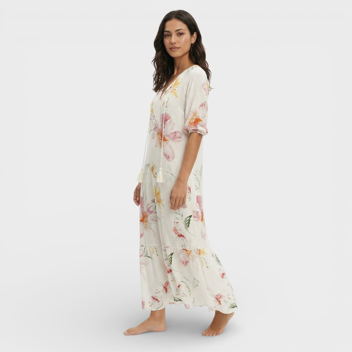 Vestido Maxi Mujer Estilo Boho Escote en Pico