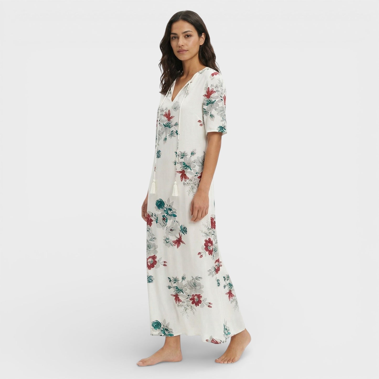 Vestido Maxi Mujer Estilo Boho Escote en Pico