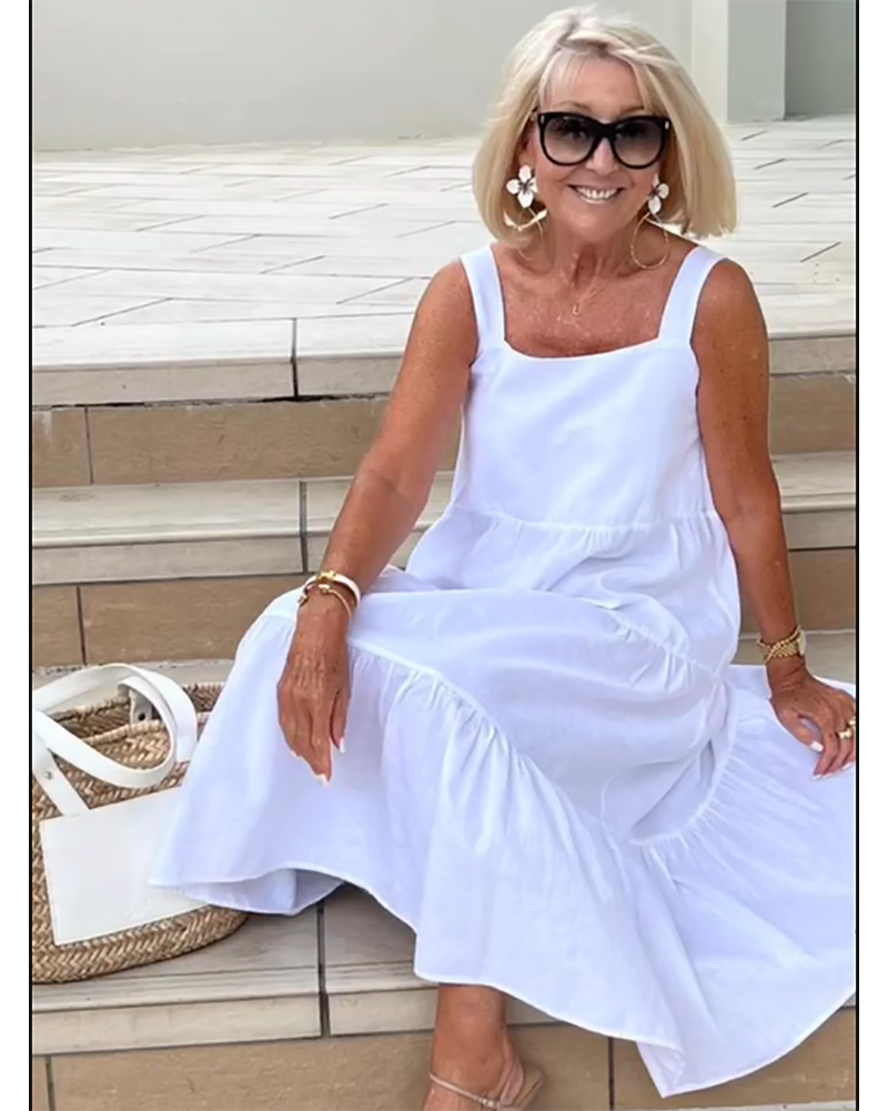 Vestido maxi mujer sin mangas capas corte suelto