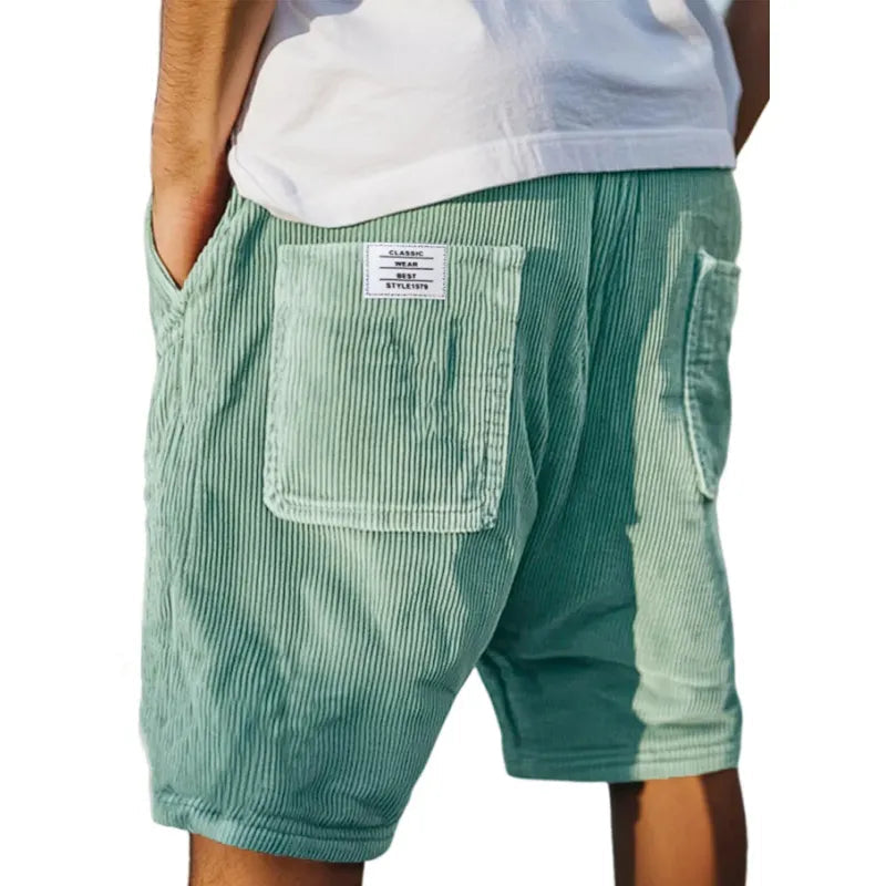 Shorts hombre de terciopelo acanalado cintura elástica bolsillos