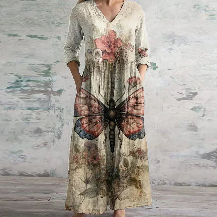 Vestido Maxi Mujer Estilo Vintage Ajuste Retro