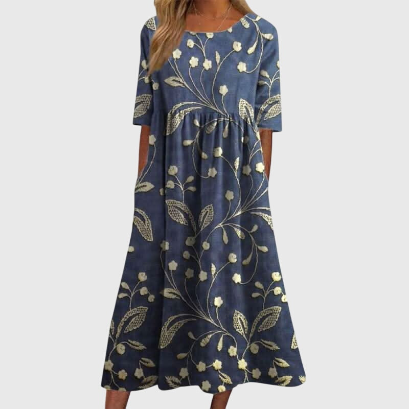 Vestido Midi Mujer Estampado Floral Corte Suelto - Mavetta