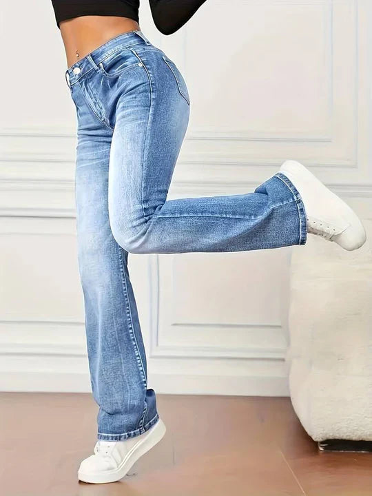 Jeans Mujer Acampanados Elásticos Estilo Vintage