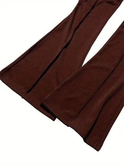 Pantalón Campana Mujer Tela Suave Ajuste Amplio