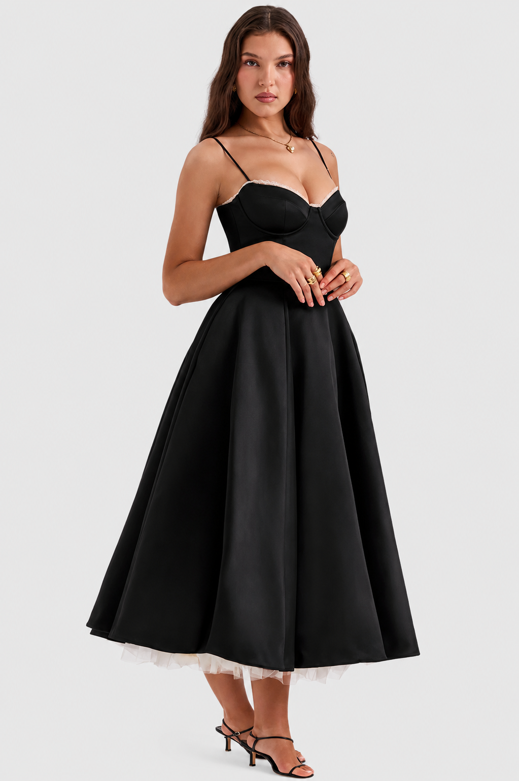 Vestido Midi Mujer de Satén Suave Ajuste Elegante