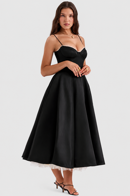 Vestido Midi Mujer de Satén Suave Ajuste Elegante