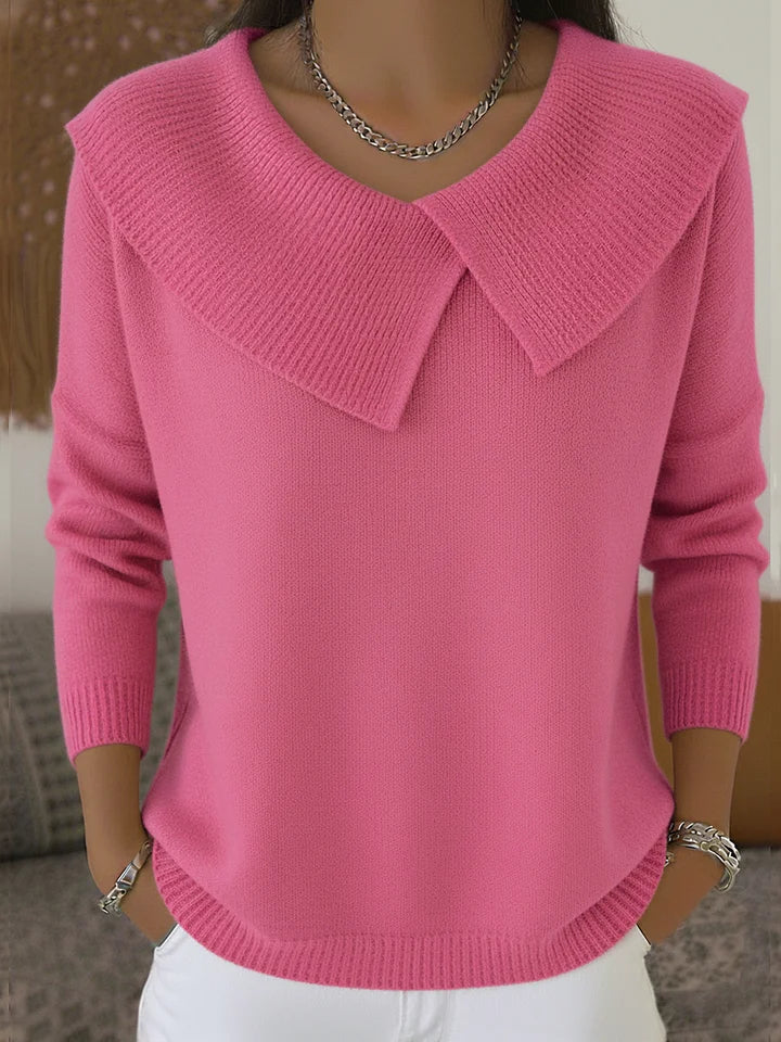 Suéter Mujer Cuello Amplio Tipo Solapa Estilo Cálido