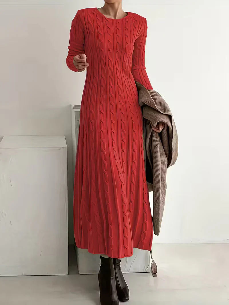 Vestido largo Mujer de punto trenzado elegante