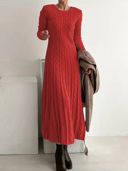 Vestido largo Mujer de punto trenzado elegante
