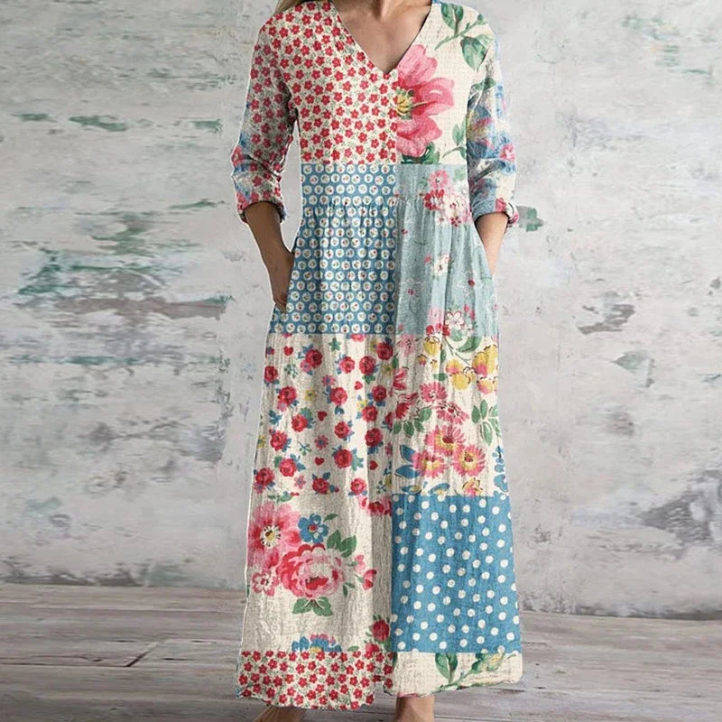 Vestido Maxi Mujer Estilo Vintage Ajuste Retro - Mavetta