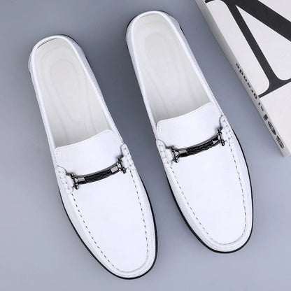 Mocasines Hombre de Cuero Genuino Estilo Conducción Suela Goma Slip-On