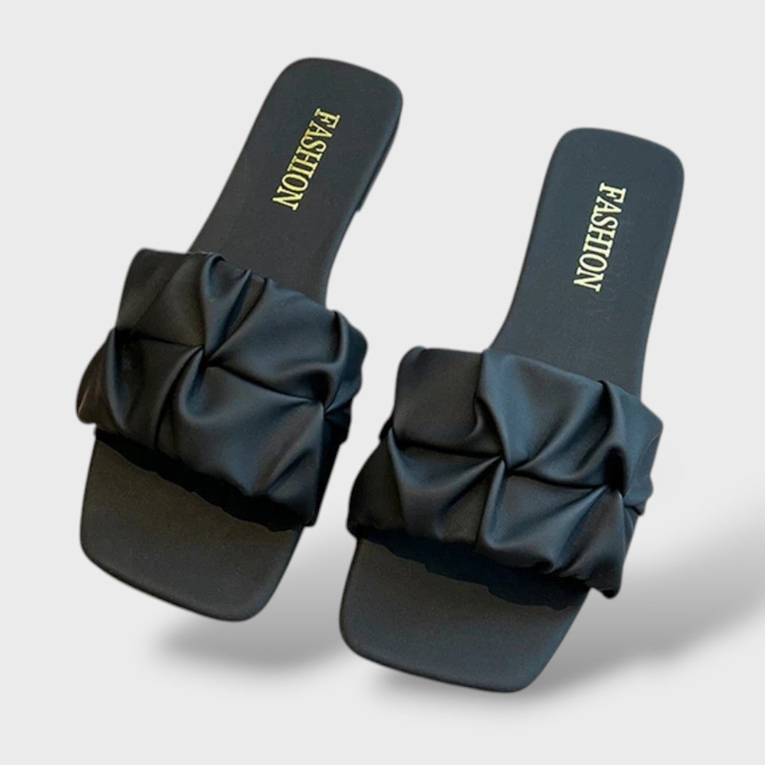 Sandalias Planas Mujer Tira Fruncida Estilo Coreano
