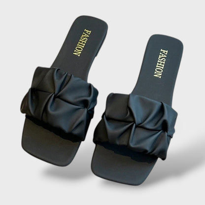 Sandalias Planas Mujer Tira Fruncida Estilo Coreano