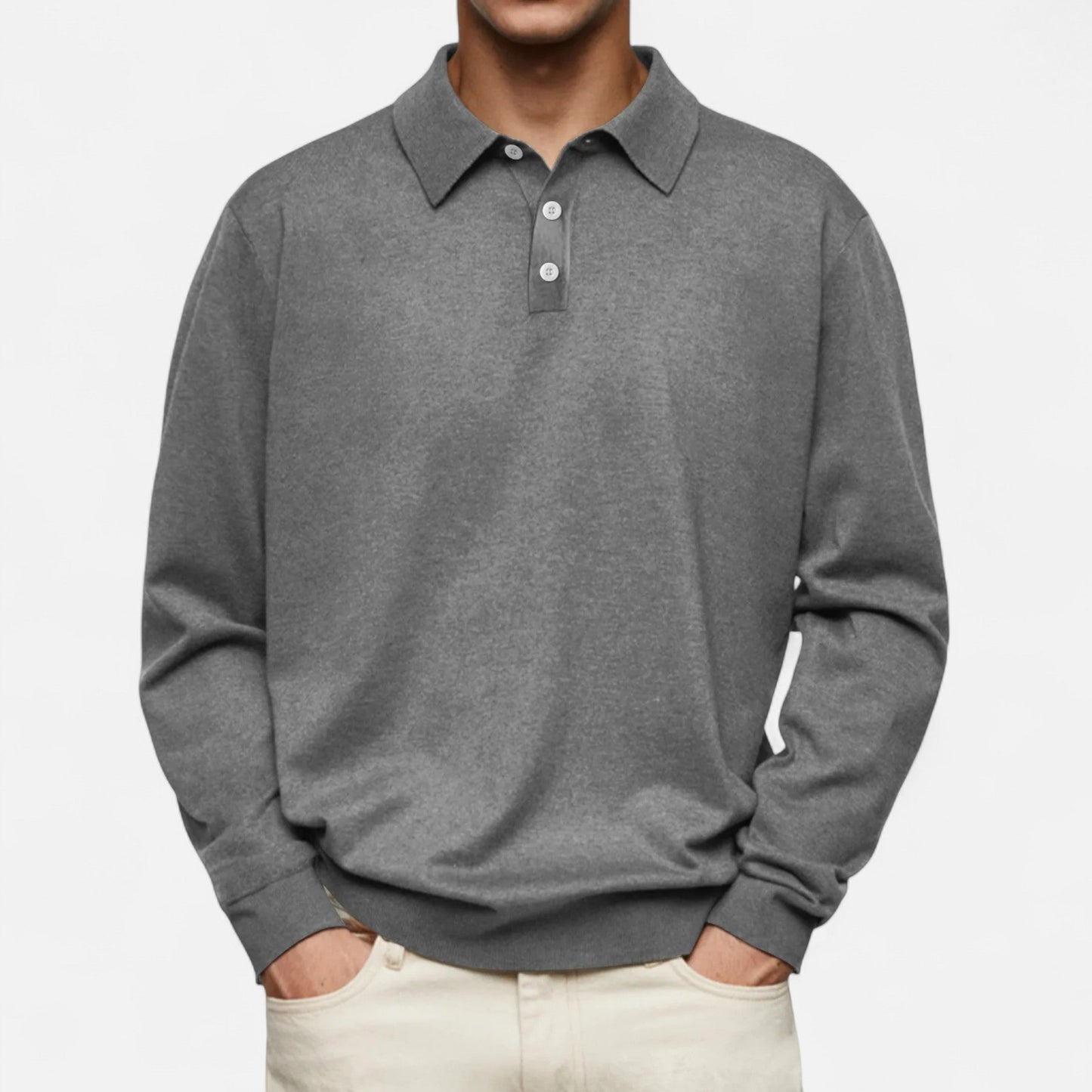 Polo hombre manga larga Algodón estilo casual elegante