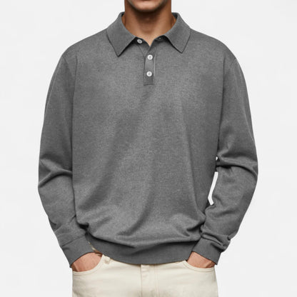 Polo hombre manga larga Algodón estilo casual elegante