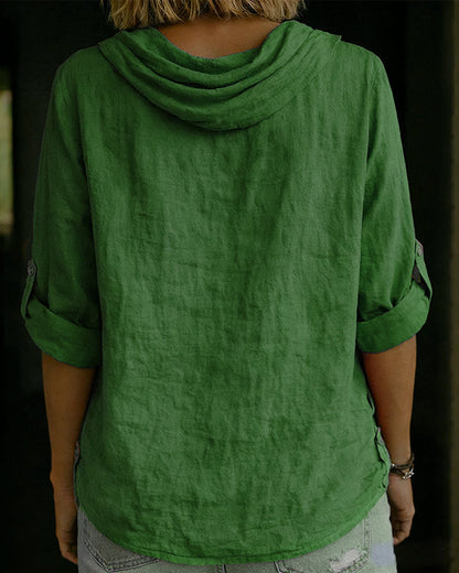 Camisa mujer de algodón cuello caído estilo clásico