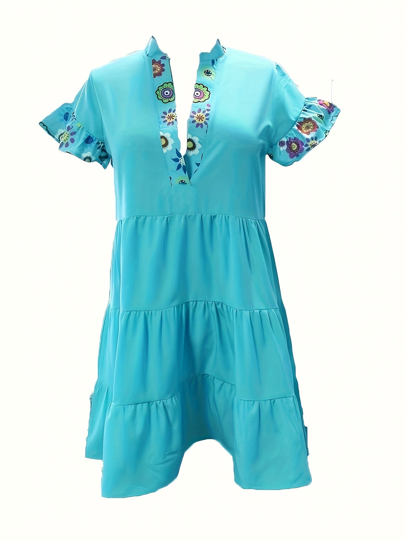 Vestido mini mujer estilo bohemio mangas con volantes