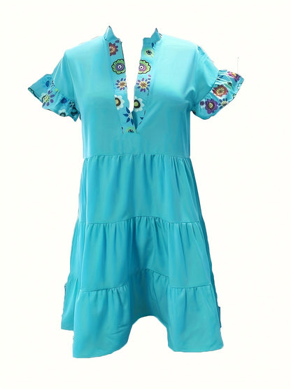 Vestido mini mujer estilo bohemio mangas con volantes