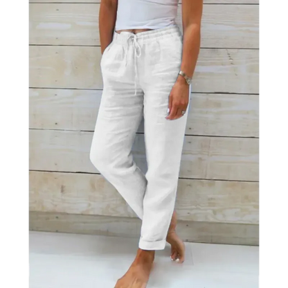 Pantalones mujer con corte relajado y cordón ajustable