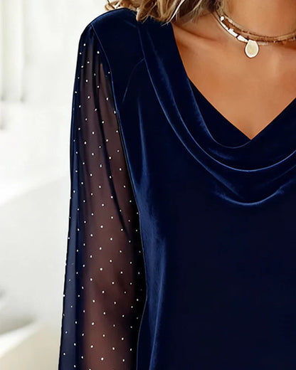 Blusa Mujer Satinada Cuello Drapeado Estilo Moderno