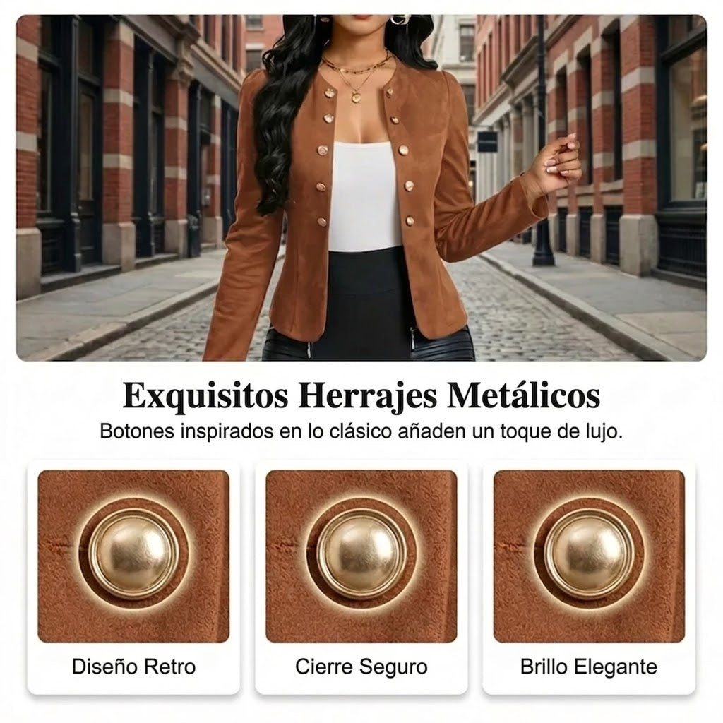 Chaqueta mujer de imitación de ante ajustada