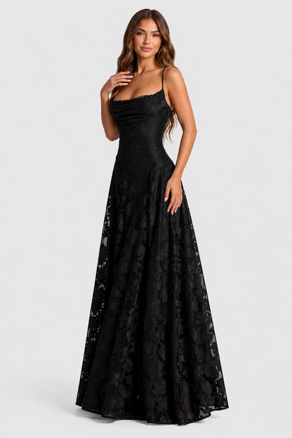 Vestido Largo Mujer de Encaje Floral Ajuste Holgado